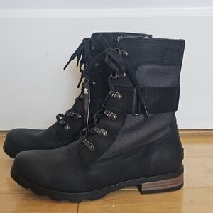 Sorel Lennox Hiker Waterproof Lace Up Boots Black Leather Women’s 8